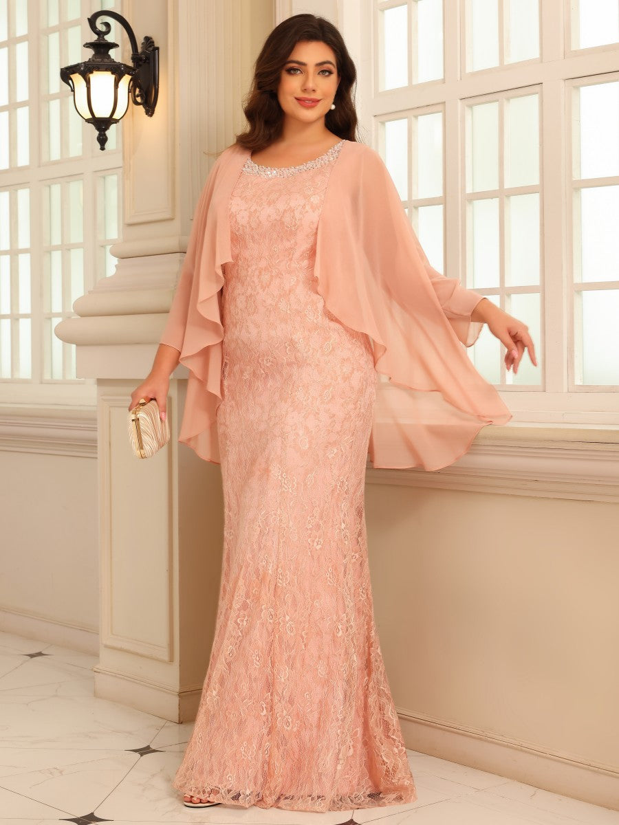 Laces Sheath Scoop Neck Floor Length Mother of the Bride Dresses