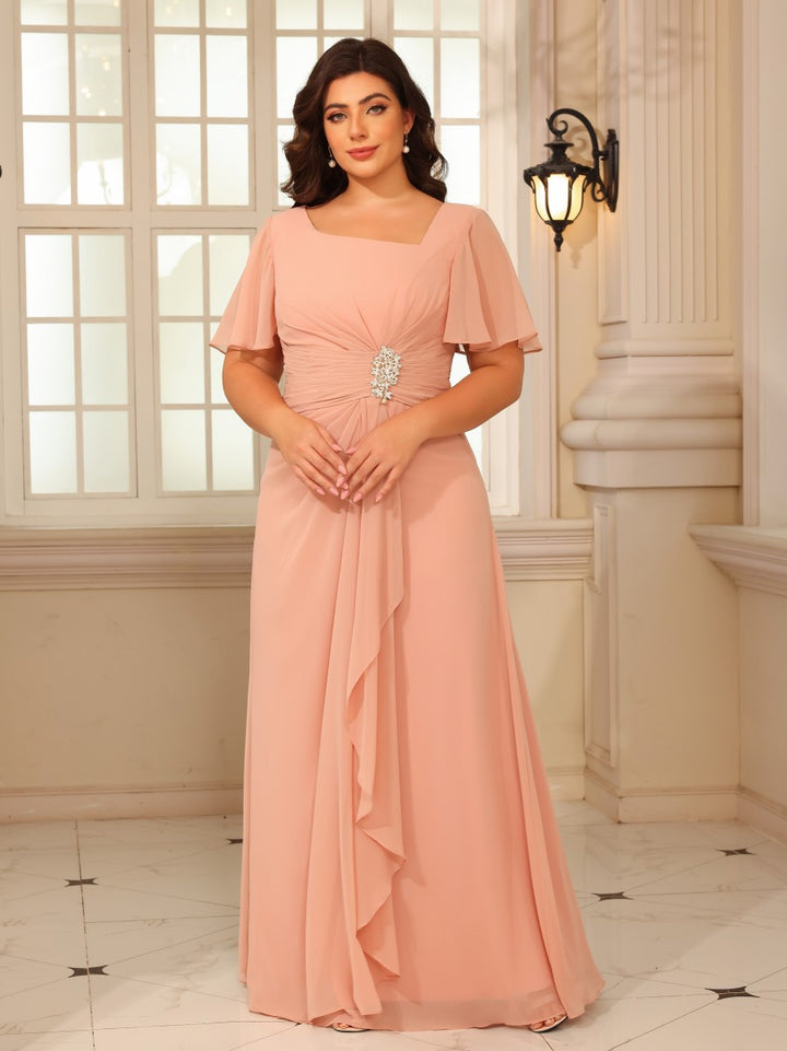 Chiffon A Line Square Neck Mother of the Bride Dresses