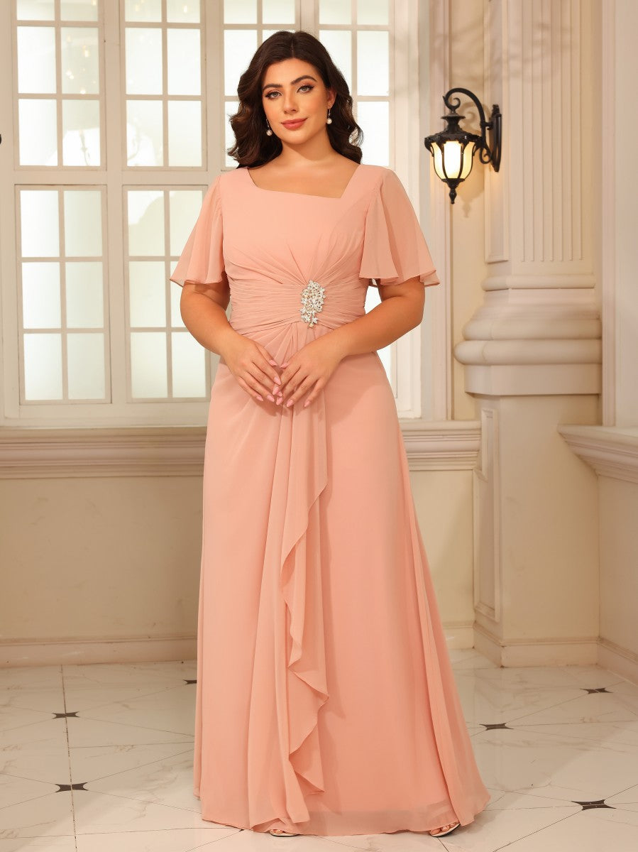 Chiffon A Line Square Neck Mother of the Bride Dresses