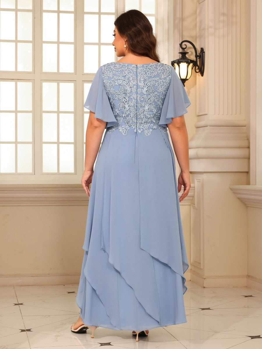 Chiffon A Line V Neck Floor Length Mother of the Bride Dresses