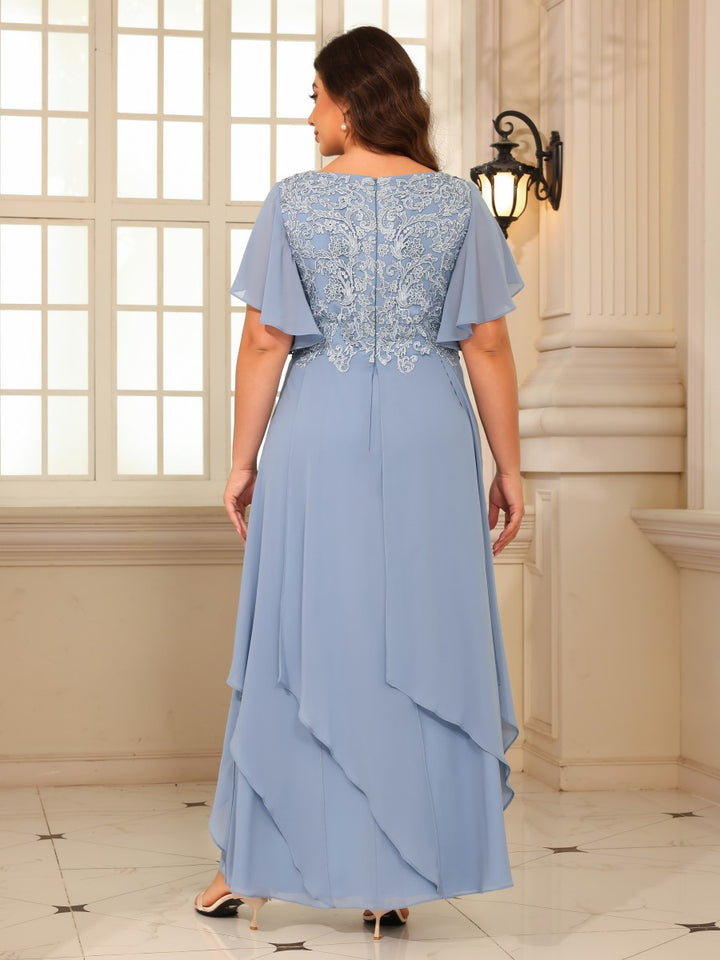 Chiffon A Line V Neck Floor Length Mother of the Bride Dresses
