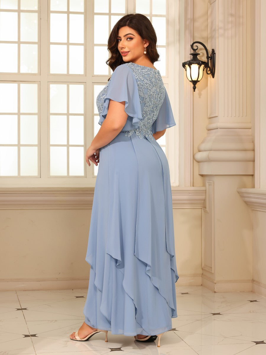 Chiffon A Line V Neck Floor Length Mother of the Bride Dresses