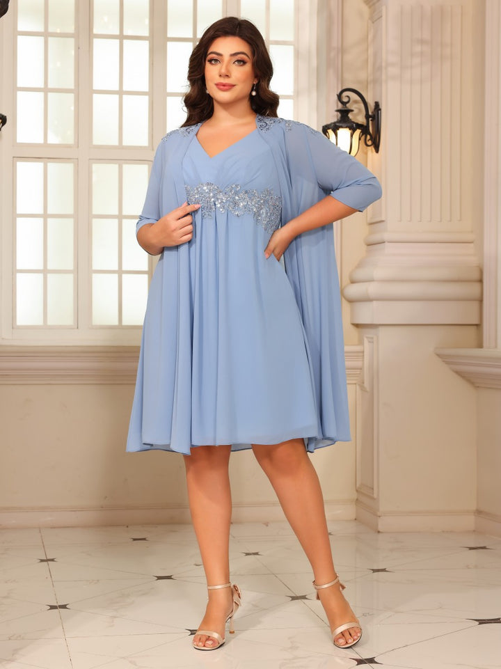 Chiffon A Line V Neck Mother of the Bride Dresses with Pocket