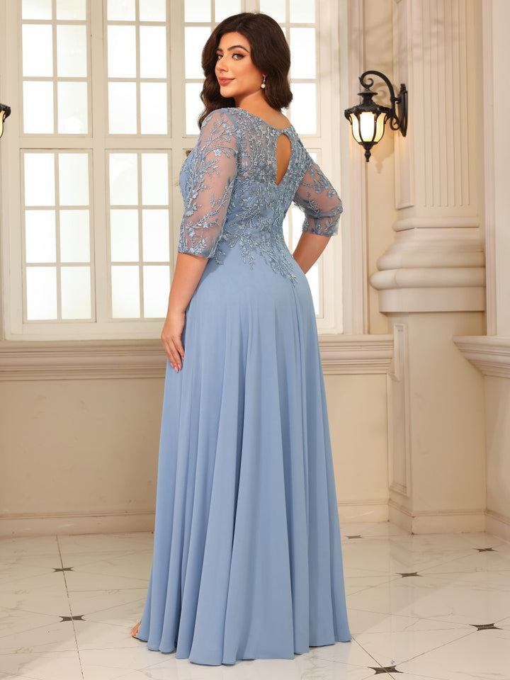 Lace Appliques A Line V Neck Mother of the Bride Dresses