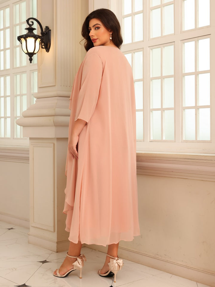 Chiffon A Line Scoop Neck Tea Length Mother of the Bride Dresses