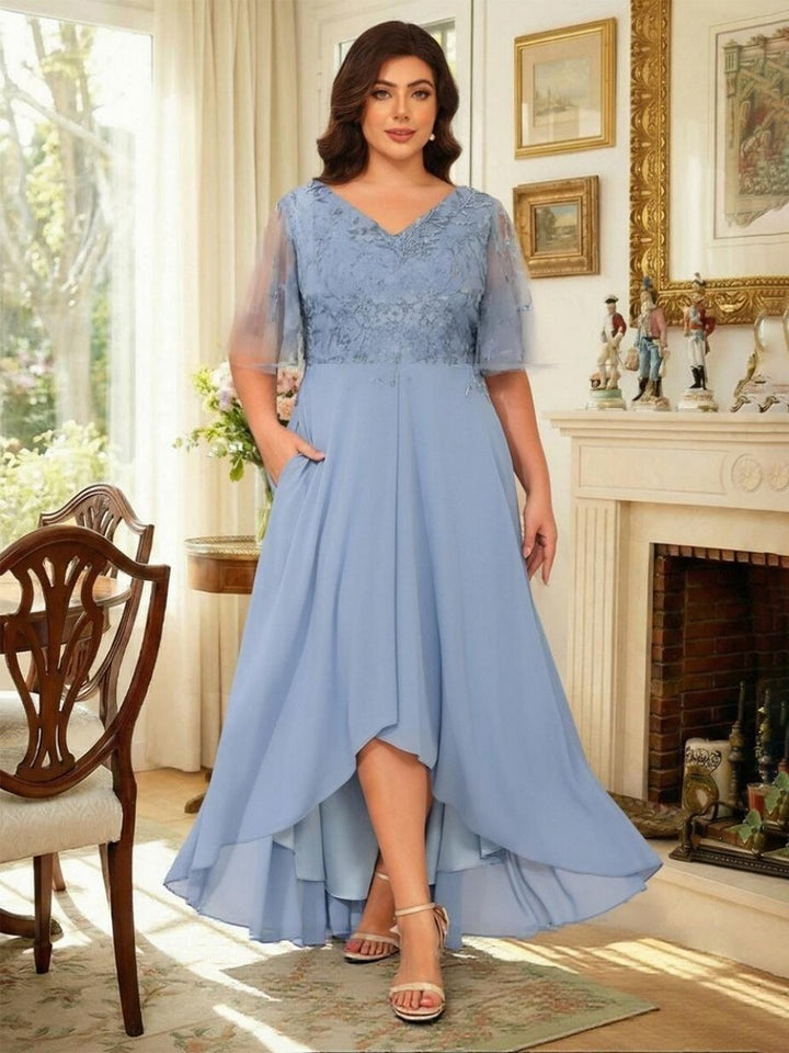 Chiffon High Low V Neck Mother of the Bride Dresses