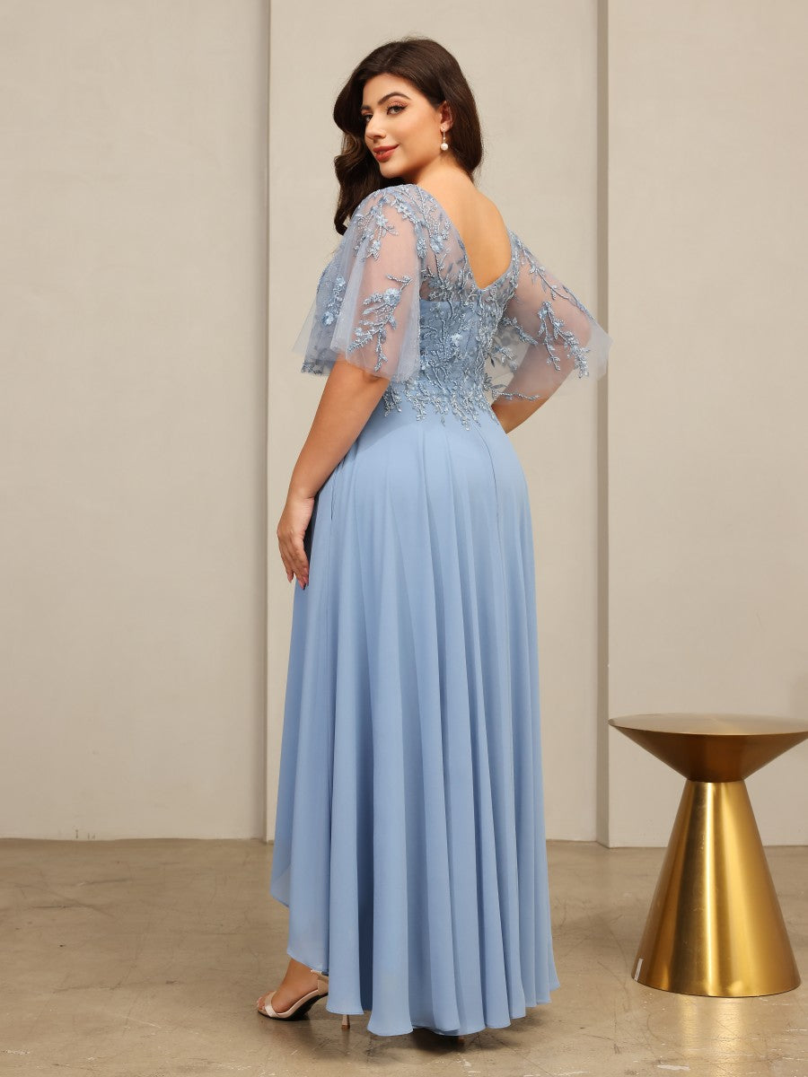 Chiffon High Low V Neck Mother of the Bride Dresses