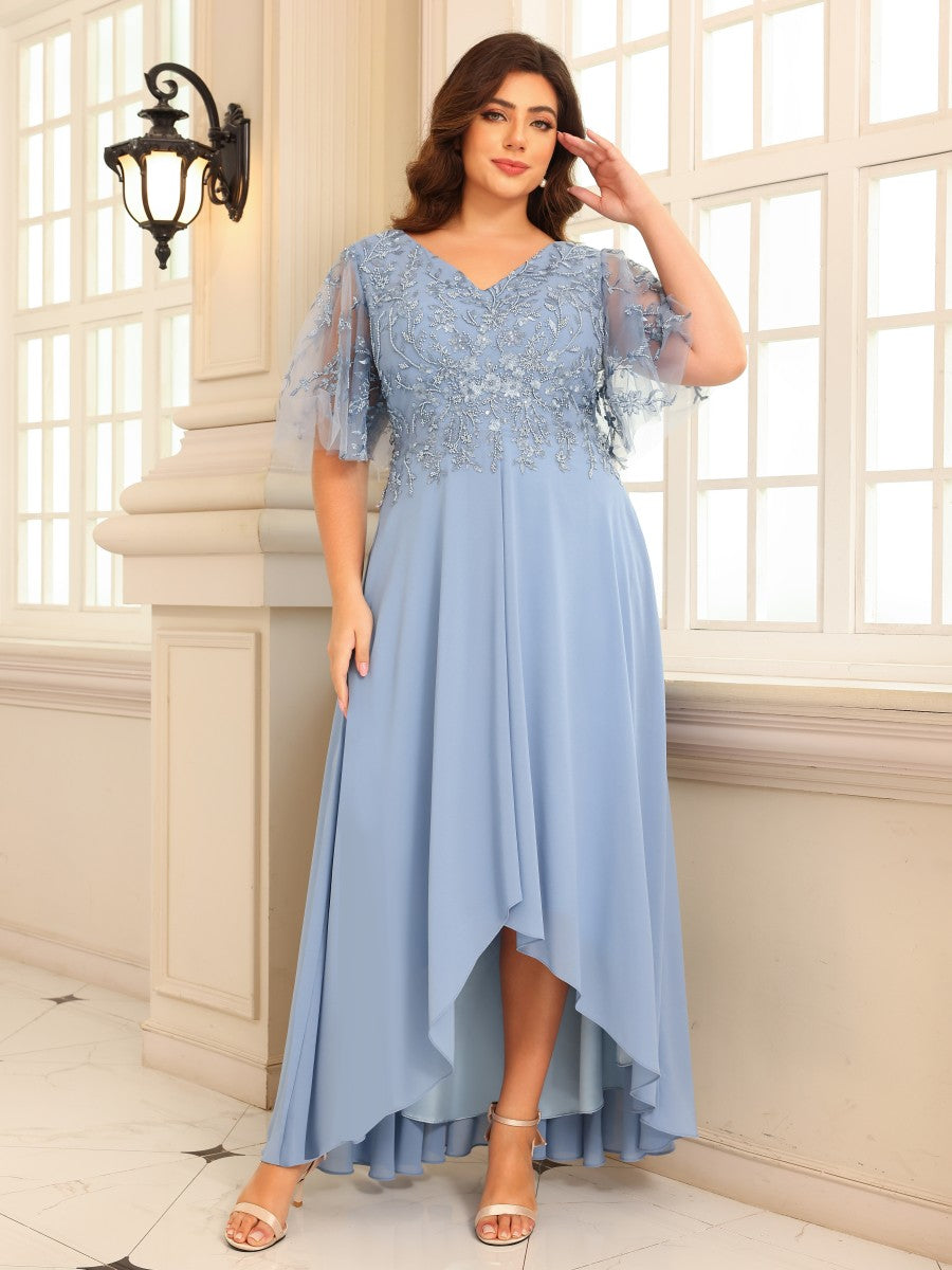 Chiffon High Low V Neck Mother of the Bride Dresses