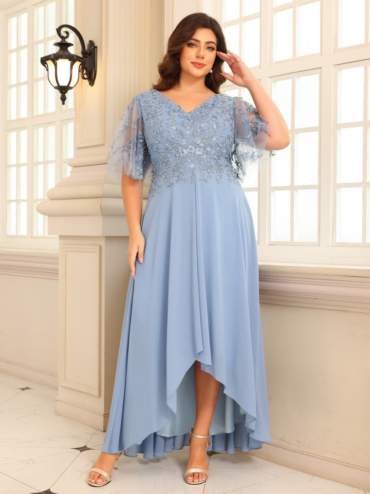 Chiffon High Low V Neck Mother of the Bride Dresses