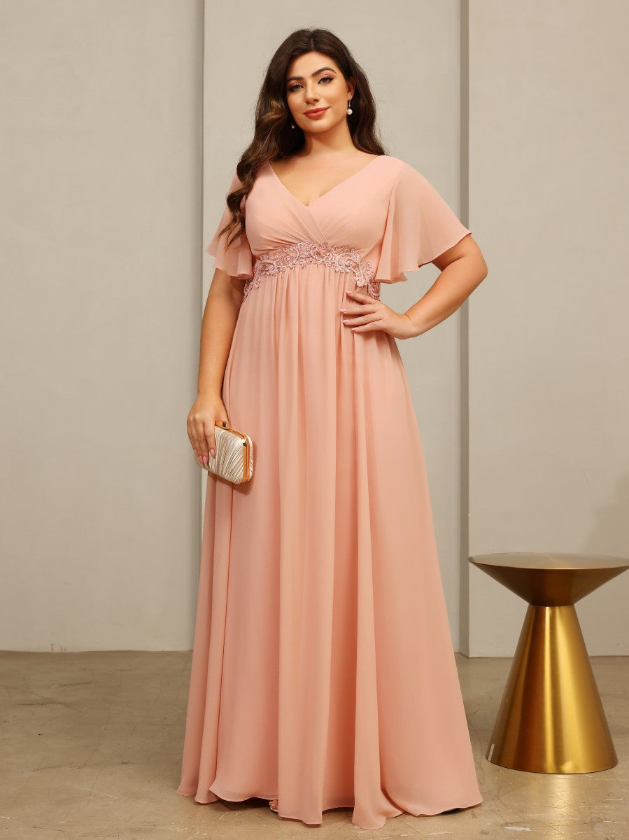 Chiffon V Neck A Line Mother of the Bride Dresses with Pleats