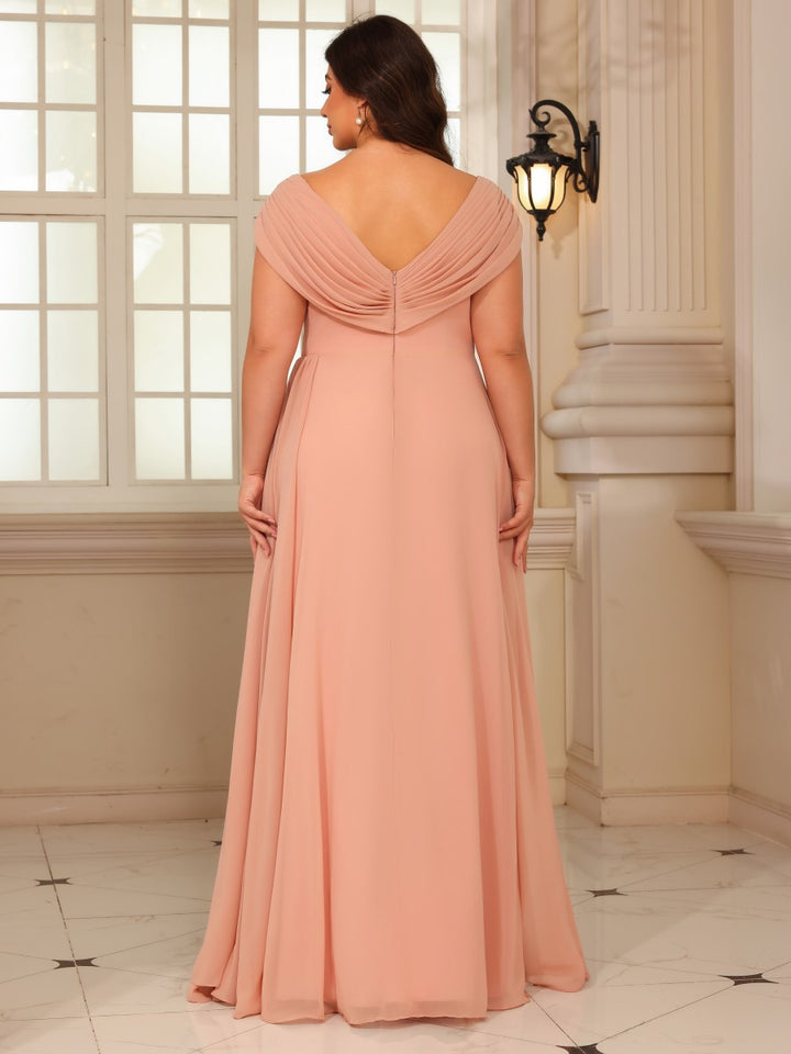 A Line V Neck Floor Length Chiffon Mother of the Bride Dresses
