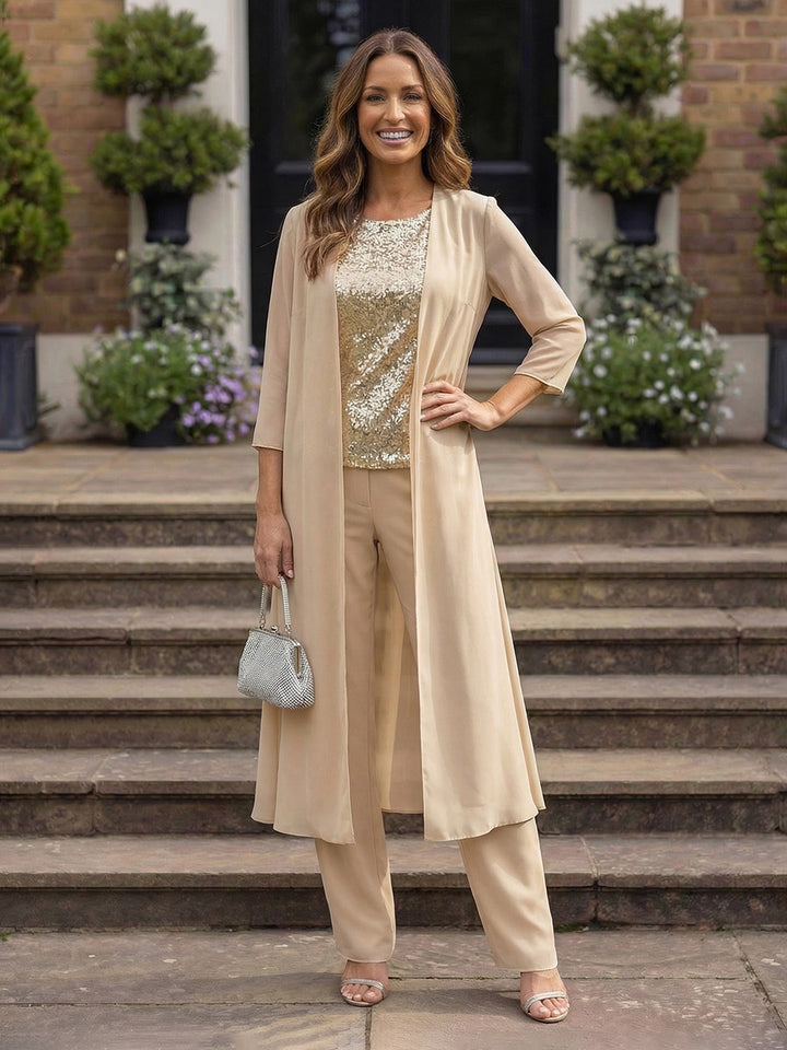 2 Pieces Sequin Chiffon Mother of the Bride & Groom Pantsuit