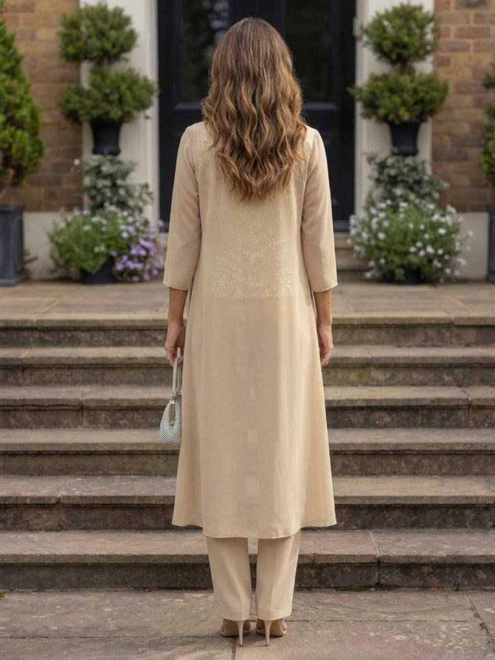 2 Pieces Sequin Chiffon Mother of the Bride & Groom Pantsuit