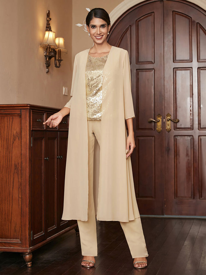2 Pieces Sequin Chiffon Mother of the Bride & Groom Pantsuit