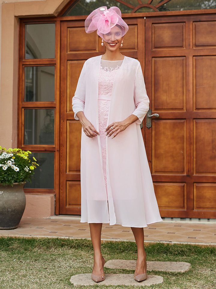 2 Pieces Chiffon Lace Appliques Mother of the Bride Dresses