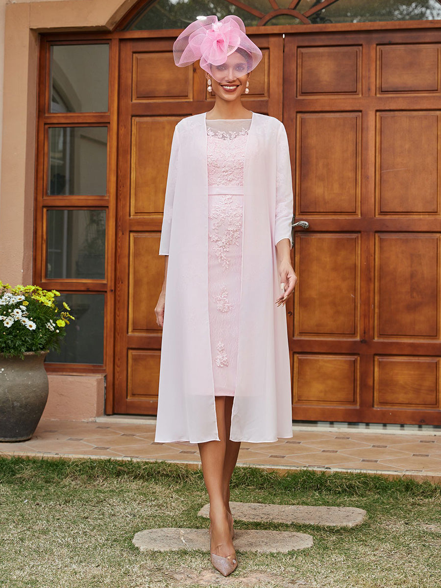 2 Pieces Chiffon Lace Appliques Mother of the Bride Dresses