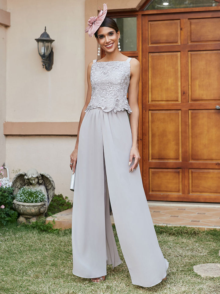 Lace Appliques Chiffon Mother of the Bride & Groom Pantsuit