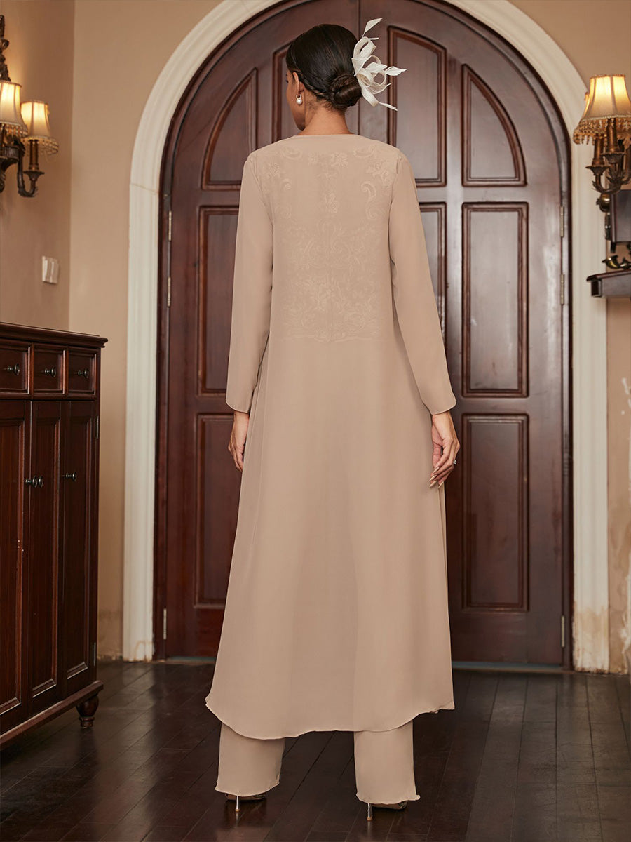 2 Pieces Lace Appliques Chiffon Mother of the Bride & Groom Pantsuit