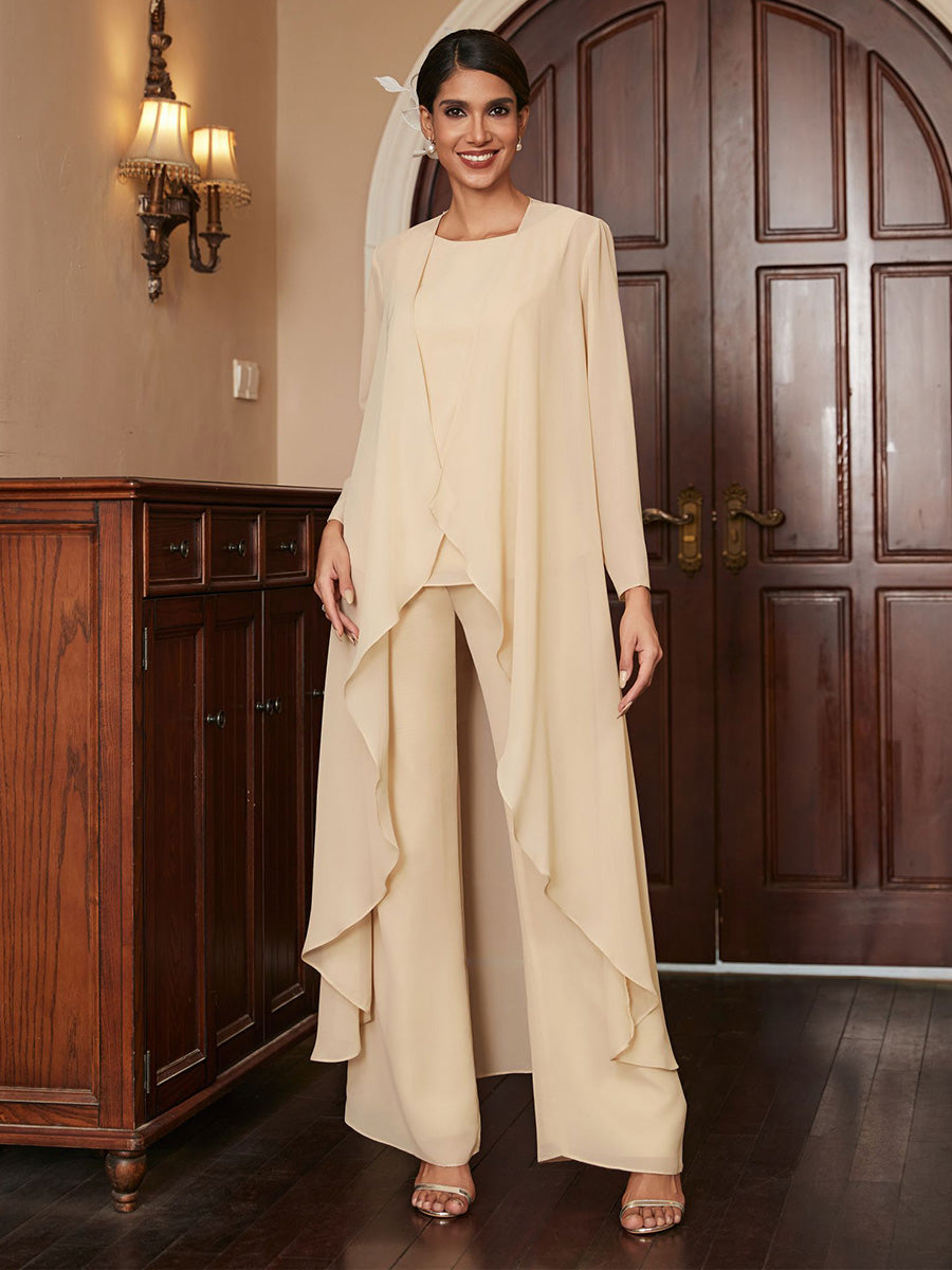 2 Pieces Simple Chiffon Mother of the Bride & Groom Pantsuit