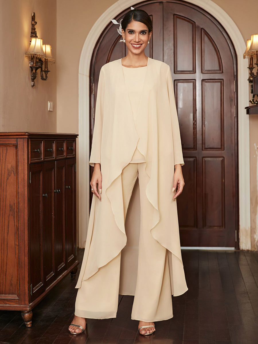 2 Pieces Simple Chiffon Mother of the Bride & Groom Pantsuit