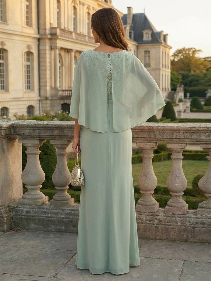 Chiffon Sheath Mother of the Bride Dresses with Lace Appliques