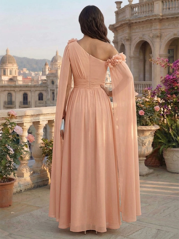 A Line One Shoulder Chiffon Mother of the Bride Dresses