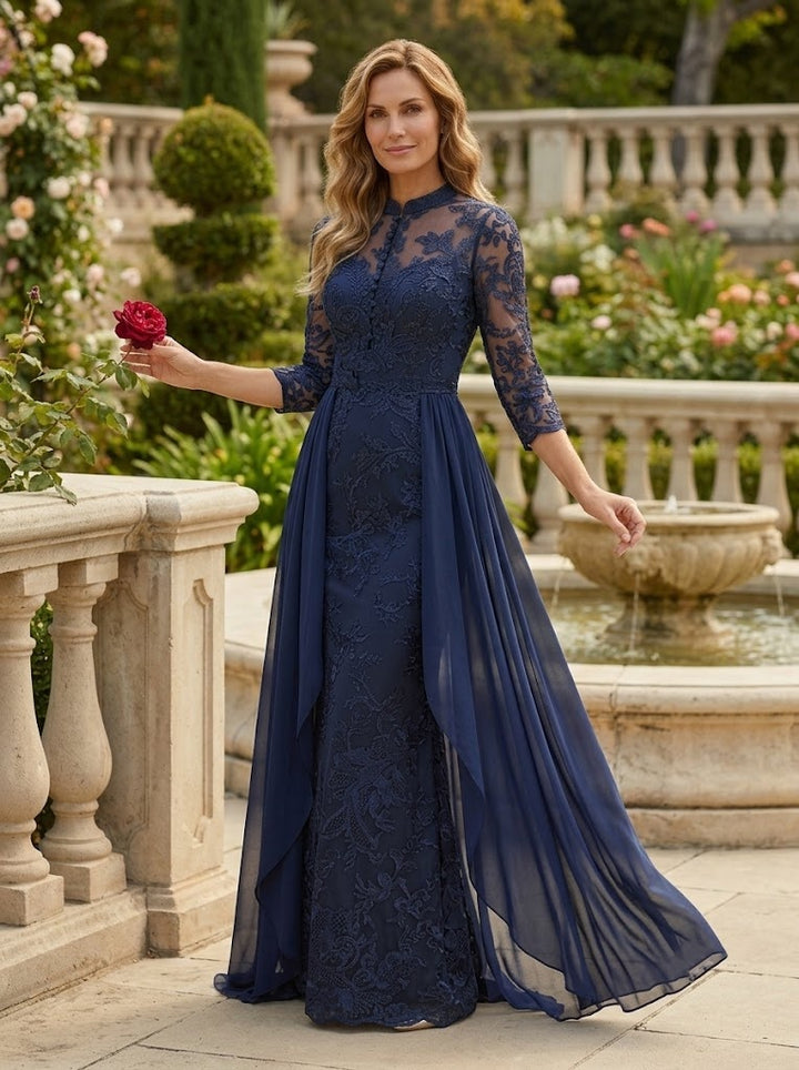 A Line Lace Appliques Chiffon Mother of the Bride Dresses