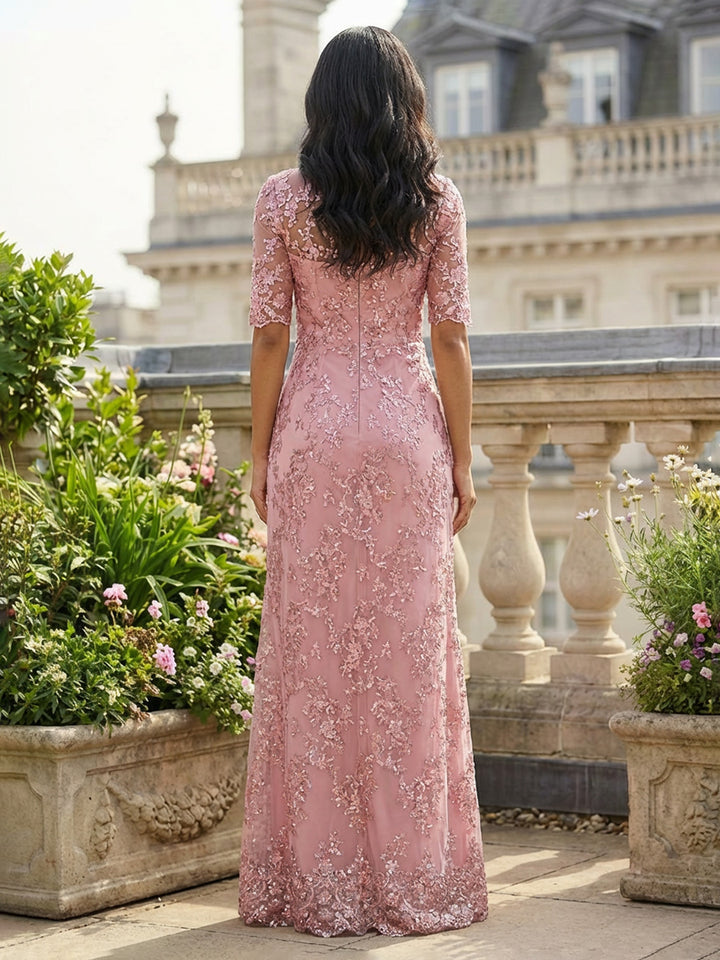 Tulle Beadings Sequin 3/4 Sleeves Mother of the Bride Dresses