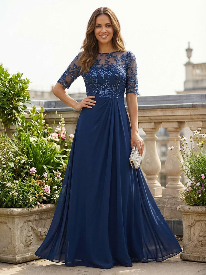 Chiffon A Line Sequin Embroidery Mother of the Bride Dresses