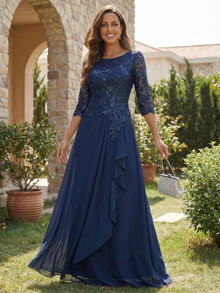 Sequin Appliques Chiffon A Line Mother of the Bride Dresses
