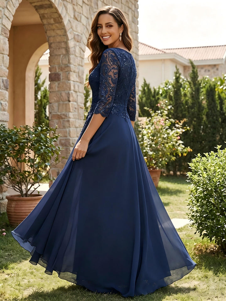 Sequin Appliques Chiffon A Line Mother of the Bride Dresses
