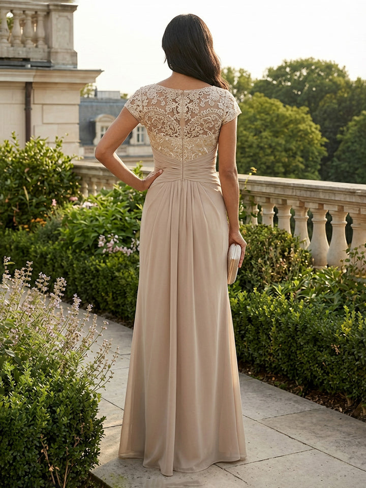 Lace Appliques Scoop Neck Mother of the Bride Dresses A Line