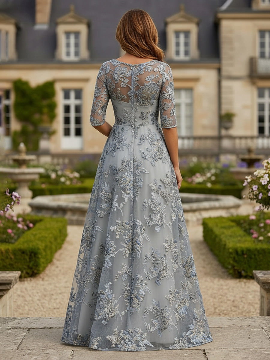 Scoop Neck A Line Lace Appliques Mother of the Bride Dresses
