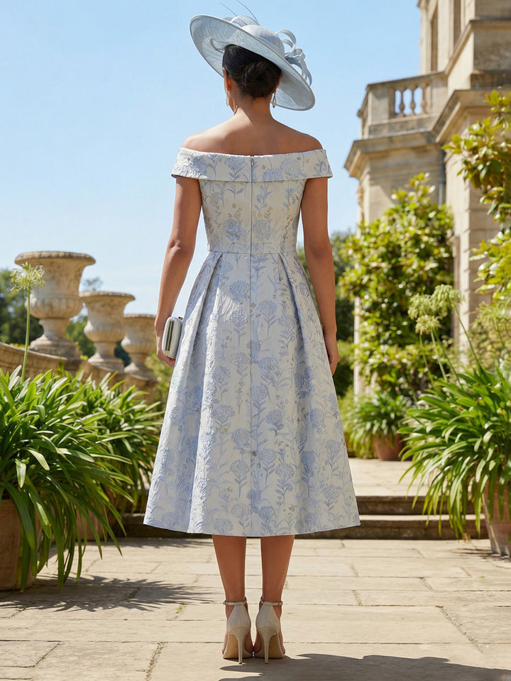 Floral Off the Shoulder A Line Pleated Mother of the Bride Dresses