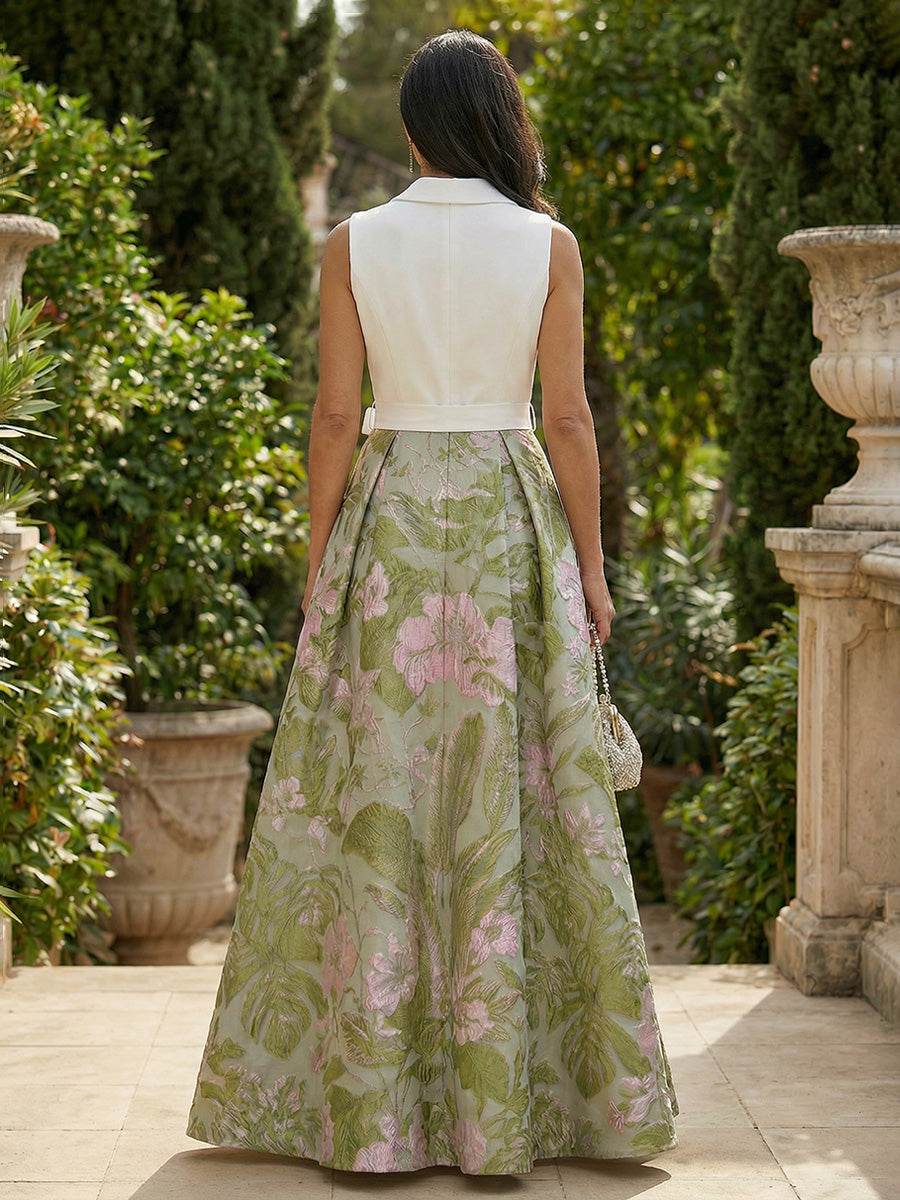 Floral V Neck A Line Satin Mother of the Bride Dresses