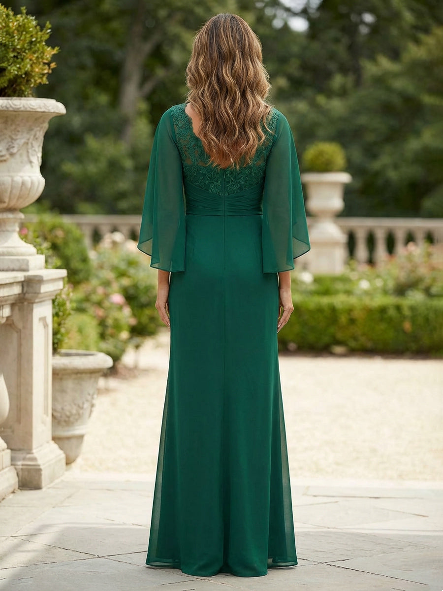 Chiffon V Neck A Line Pleated Ruffles Mother of the Bride Dresses
