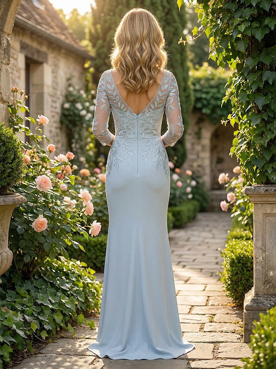 Satin Mermaid Scoop Neck Floor Length Mother of the Bride Dresses