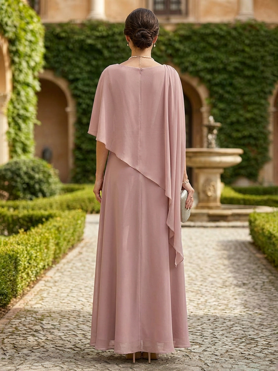 Chiffon A Line Scoop Neck Tea Length Mother of the Bride Dresses