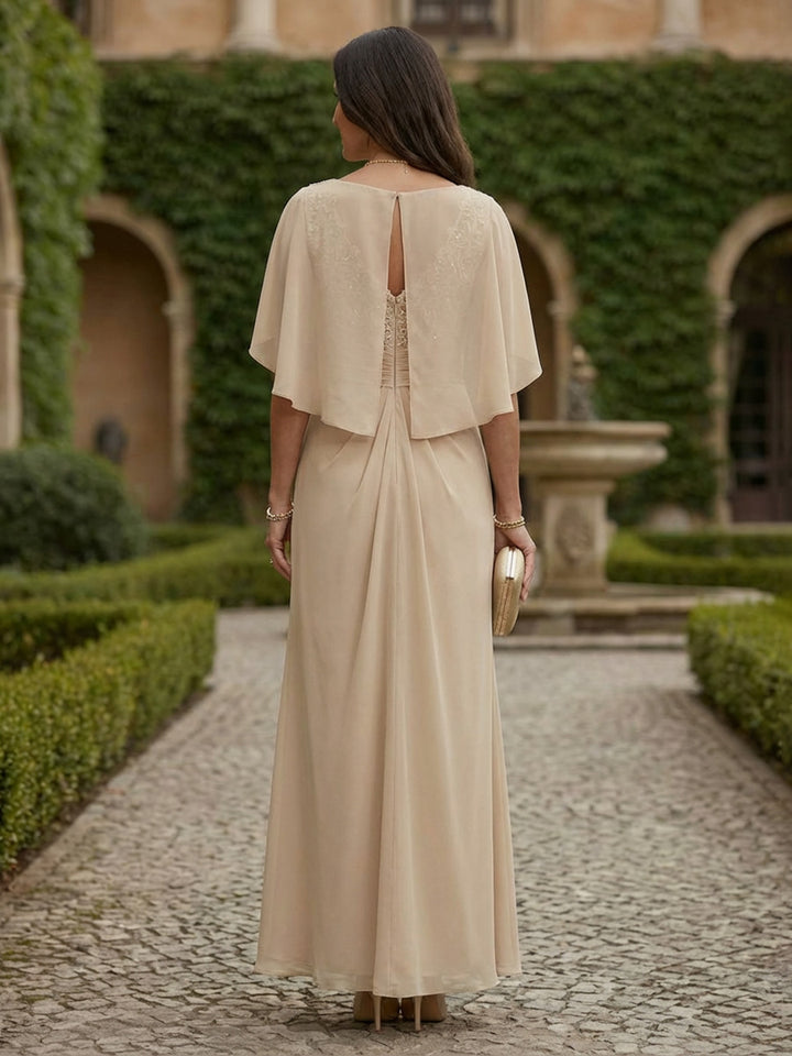 Chiffon A Line V Neck Tea Length Mother of the Bride Dresses