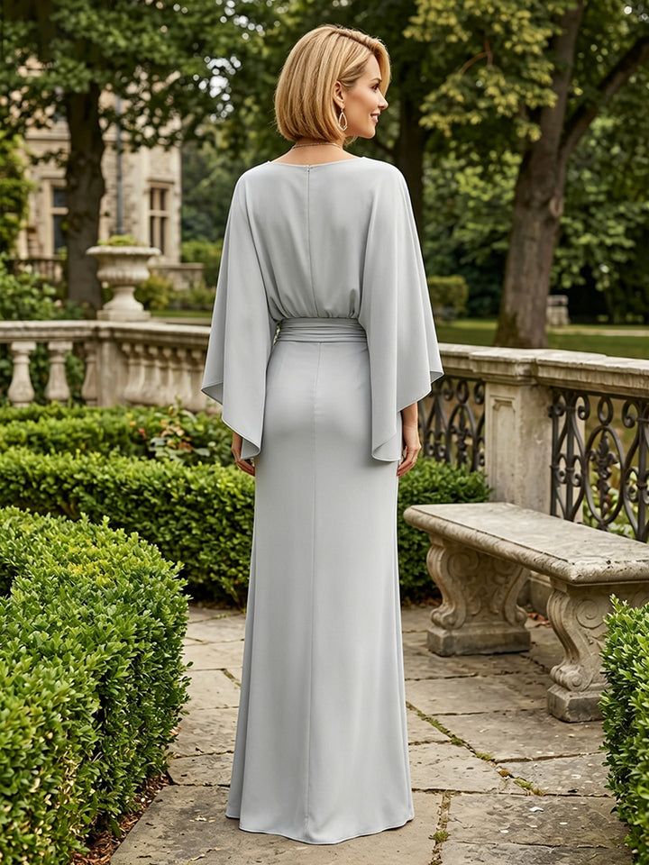 Chiffon Mermaid Scoop Neck Pocket Mother of the Bride Dresses