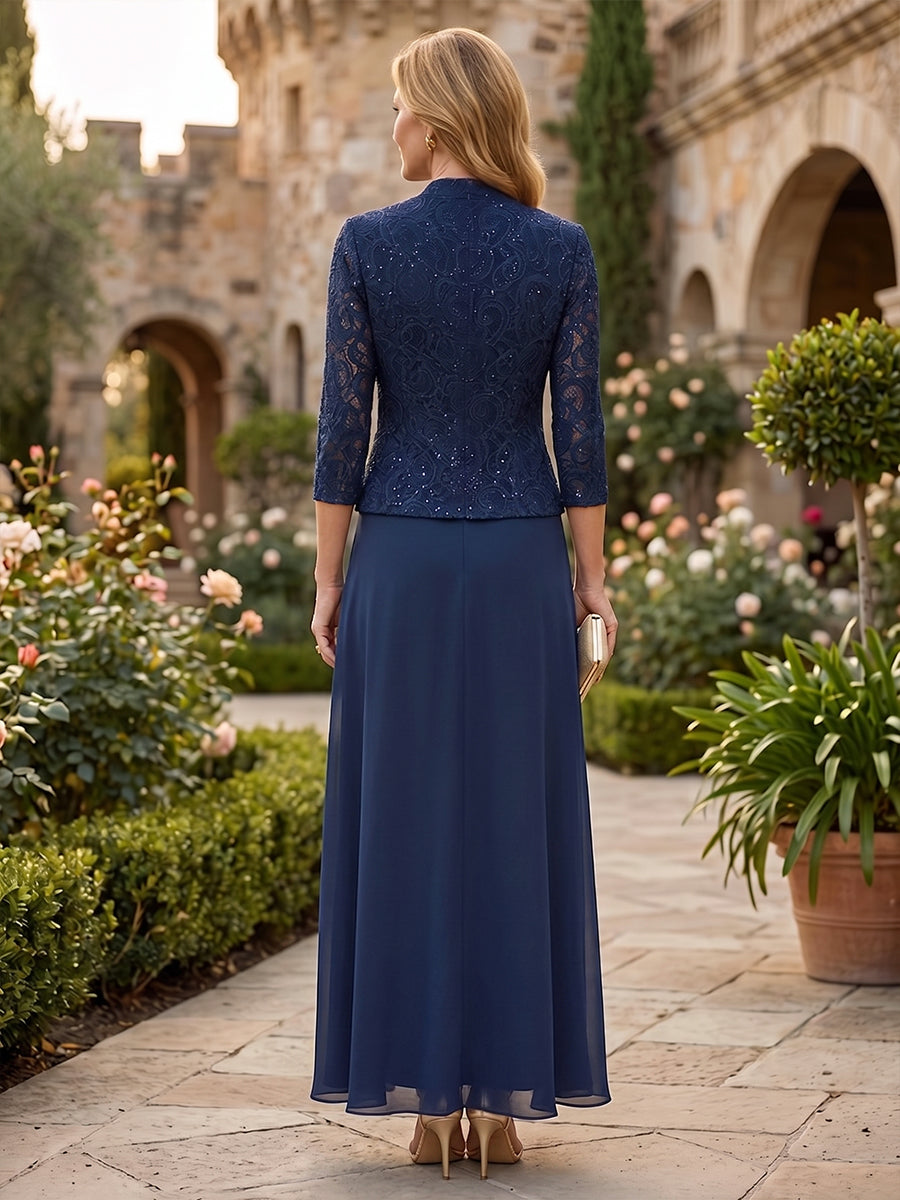 Chiffon Sheath Square Neck Lace Appliques Ruched Mother of the Bride Dresses