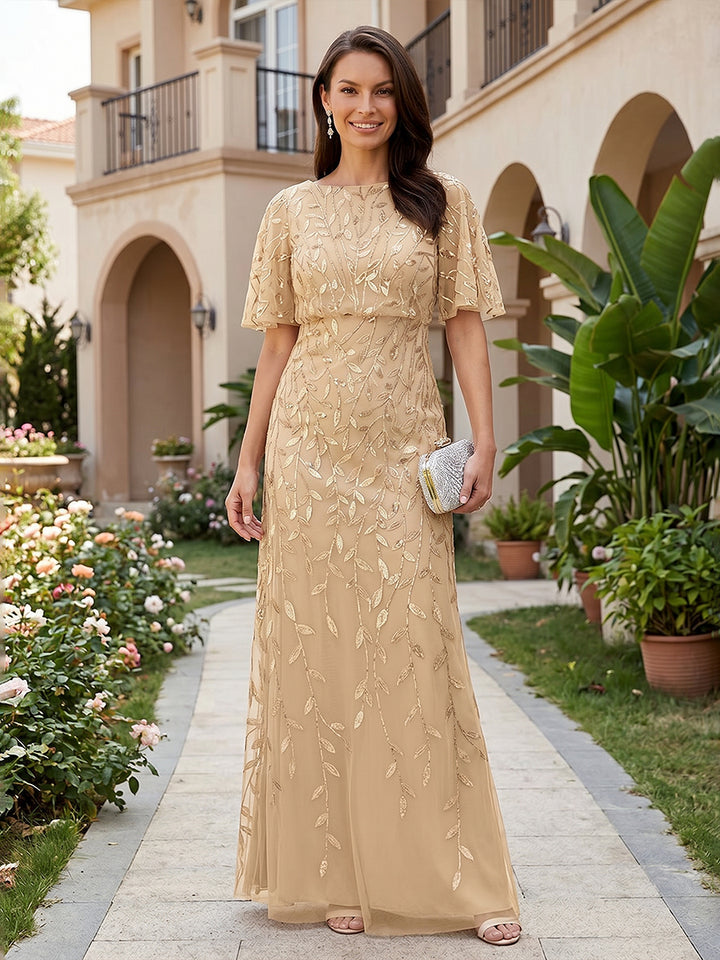 Sequin Sheath Scoop Neck Glitter Ruched Mother of the Bride Dresses