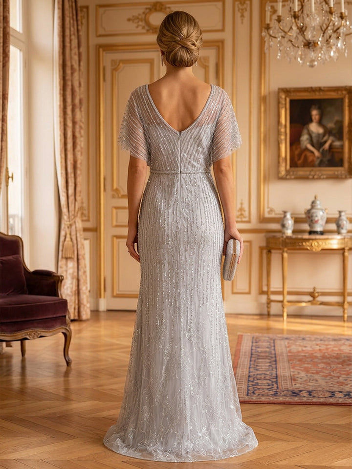 Sequin Mermaid V Neck Glitter elegant Simple Mother of the Bride Dresses for Women