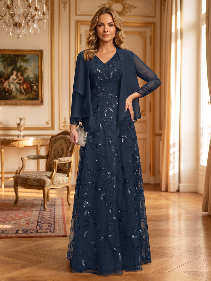 Chiffon Mermaid V Neck Lace Appliques Ruched Mother of the Bride Dresses