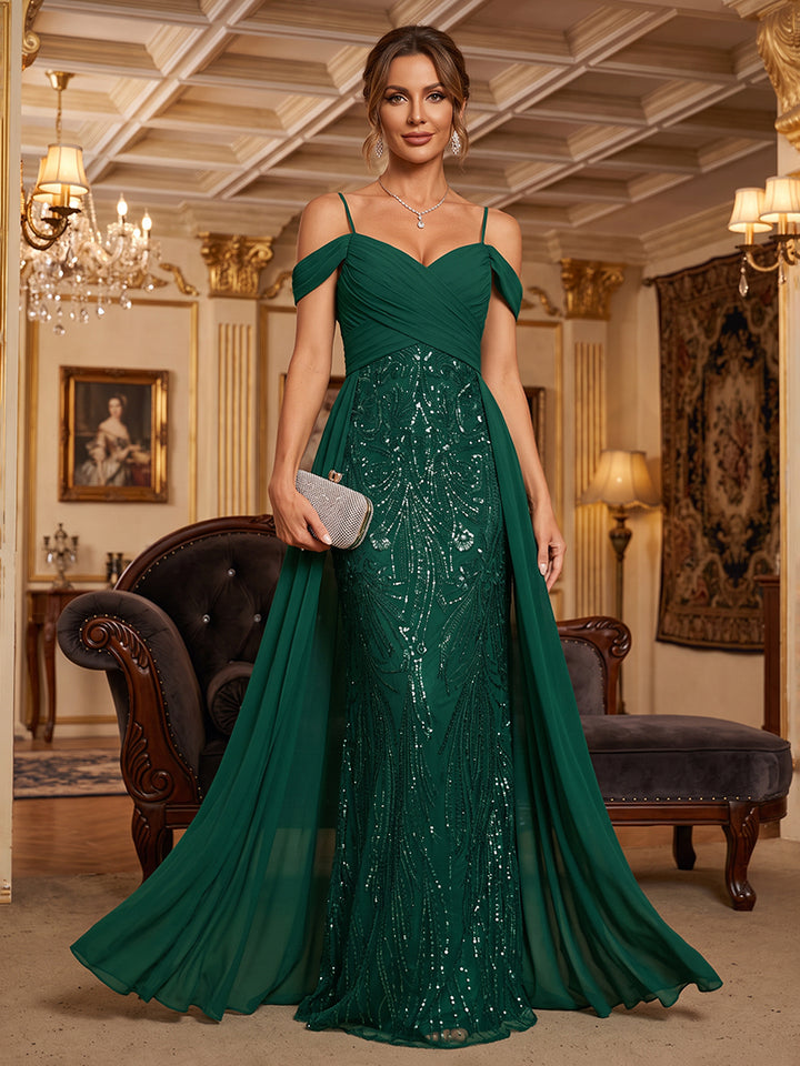Chiffon A Line Spaghetti Straps Lace Appliques Ruched Mother of the Bride Dresses