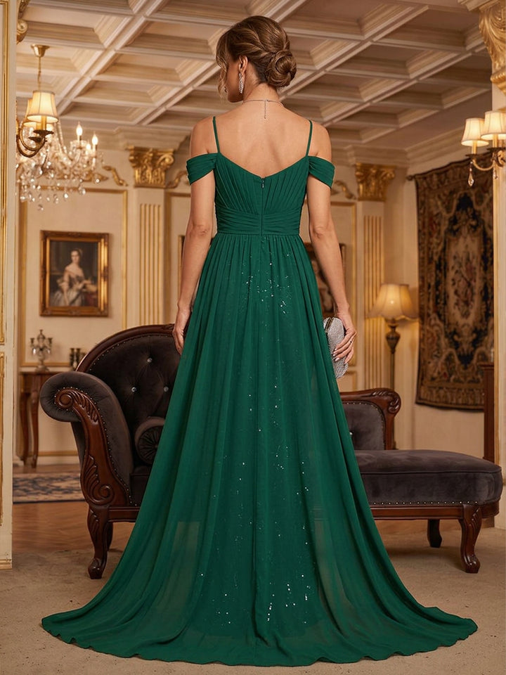 Chiffon A Line Spaghetti Straps Lace Appliques Ruched Mother of the Bride Dresses