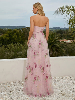 Strapless Sequin A Line Sweetheart Sparkly Prom Dresses