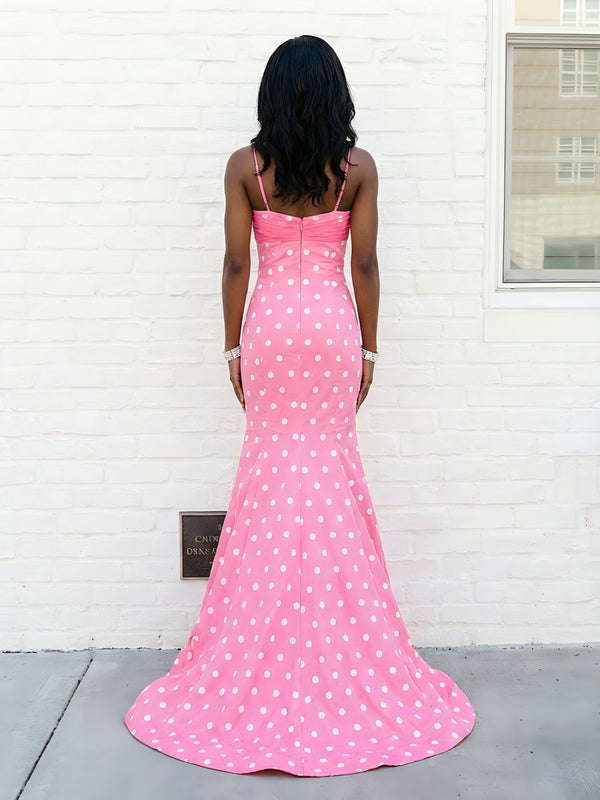 Satin Spaghetti Straps Mermaid Biw Prom Evening Dresses