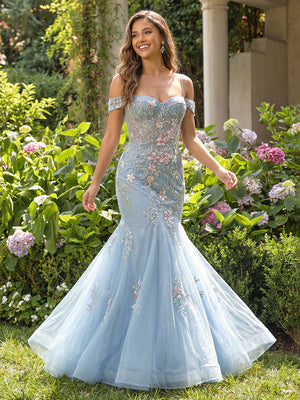 Lace Appliques Off the Shoulder Tulle Pleated Prom Dresses