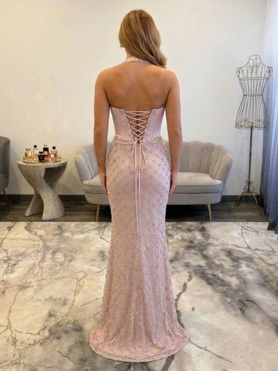 Spaghetti Straps Sequin Sweetheart Corset Mermaid Prom Dresses